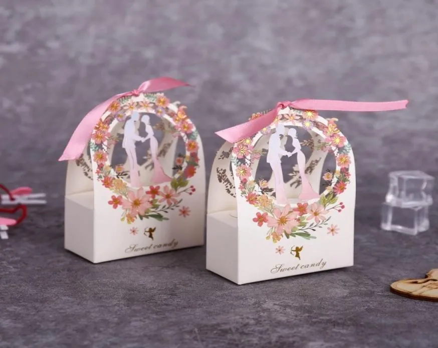 Confezione regalo imballaggio matrimonio dolce caramella sposa da sposa fiore piccole scatole grazie per le nozze ospiti forniture per feste 21047401554