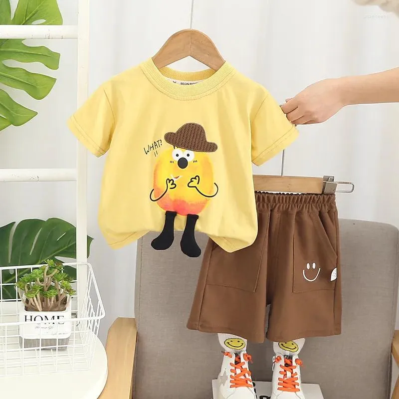 Ensembles de vêtements Toddler Boys Summer Summer For Kids Fashion Cartoon O-Leck Pullover T-shirts à manches courtes Tops et Shorts Sports pour enfants