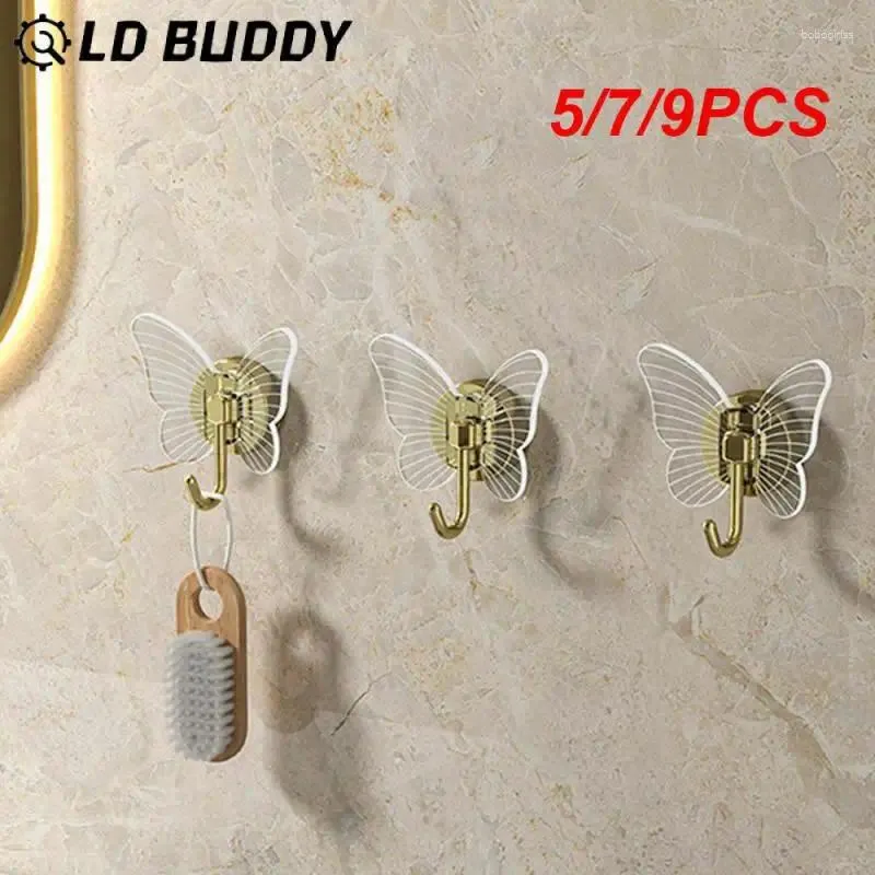 Hooks 5/7/9pcs No-Punch-Wand hängen starke Kleber Haken Kleidung Rack Schlüssellager Luxus-Badezimmer-Set