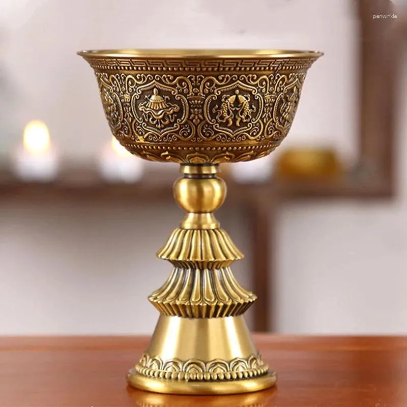 Candle Holders Brass Lamp Religion Bronze Auspicious Embossed Candlestick Cup Buddhist Tibetan Holder Tribute Home Table Decoration