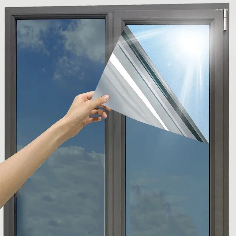 Fensteraufkleber Einweg Film Mirror Effect Tint Glasabdeckung für Home Office Reflective Wärmekontrolle Anti -UV -Türaufkleber