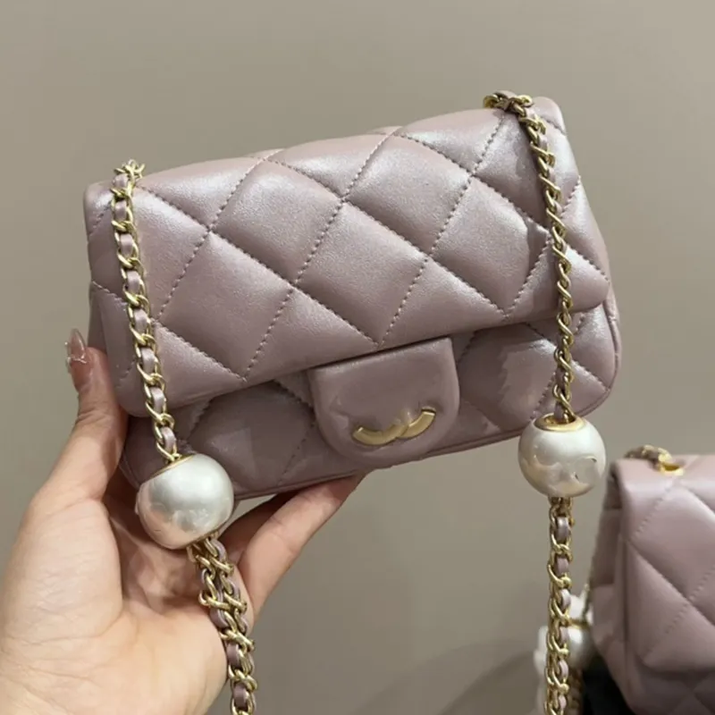 Portable 21s Designer Women Axel Bag dubbel akrylbollar Lady Wallet Gold Hardware Matelasse Chain Cross Body Bag Diamond Lattice Shoulder Handbag 21x13cm