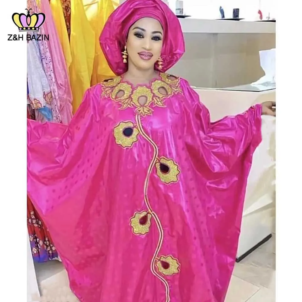 Ethnische Kleidung afrikanische Bazin Riche lange Kleider für Frauen Hochzeit Elegant Original Bazin Riche Dashiki Robe mit Schalsticker Kleidung T240510