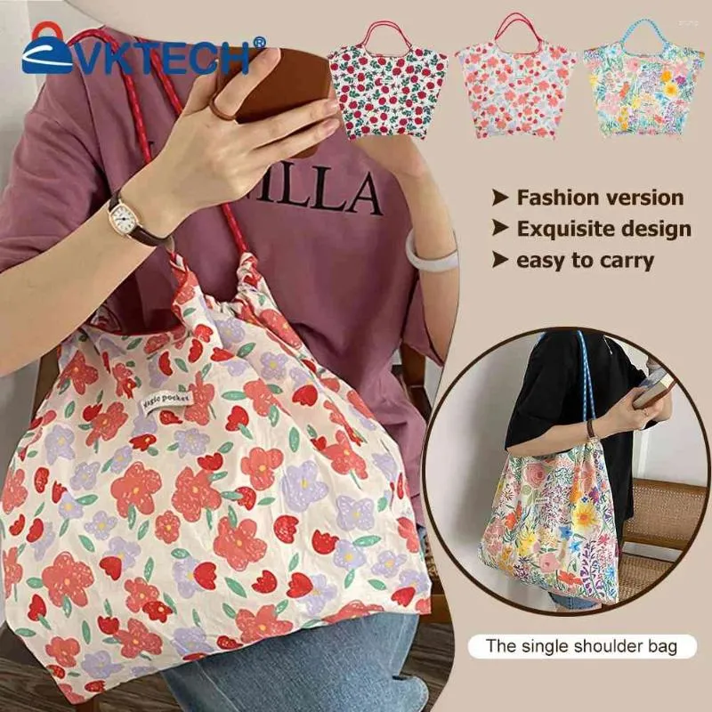 DHgate Floral Tote Bag Large Reusable Shopping Bag for Teens Casual Literary Style Bags Luggage Accessories