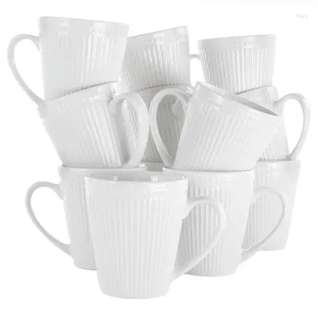 Tazas de 12 piezas Taza de porcelana en blanco tazas de vidrio lindas Regalos del día de los padres Café de cerámica Chalice w