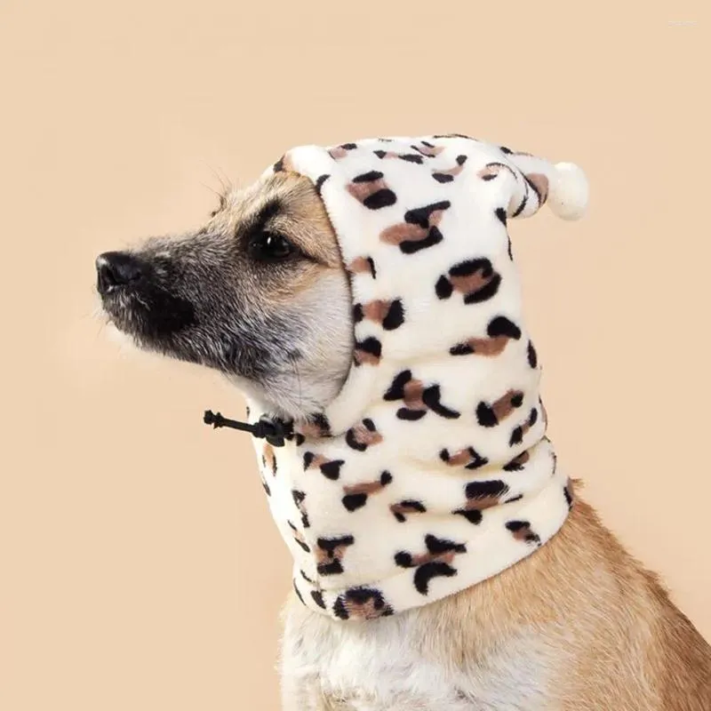 Capinho de inverno de roupas de cachorro Petter de leopardo elegante Pet com protetor de orelha de pescoço ajustável para cães gatos de moda animais de estimação