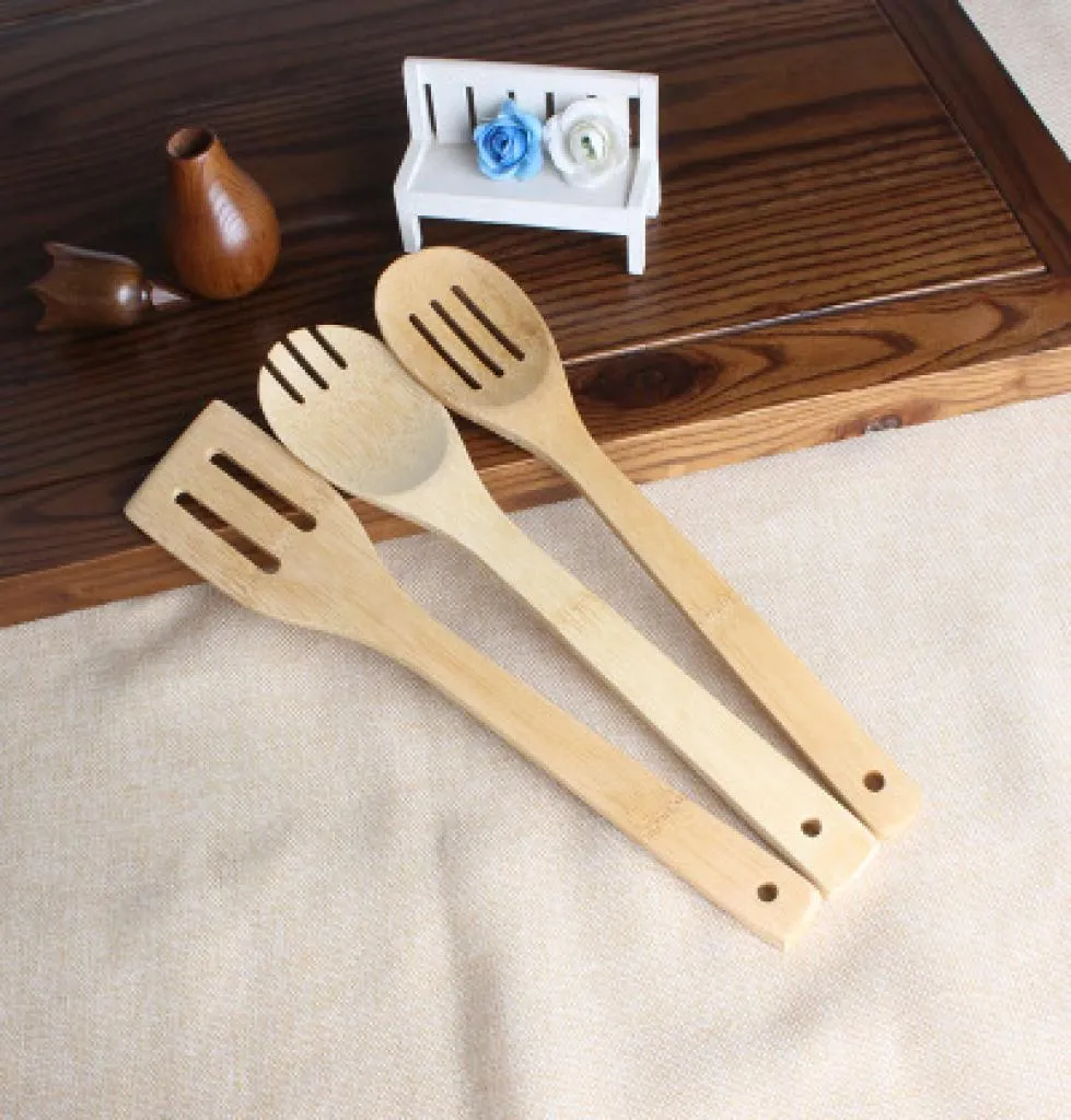 Bamboo cuillère spatule 6 styles portables ustensiles de cuisine de cuisine tourneurs de mélange à fente de mélange à fentes pelleuses EEA139555962810