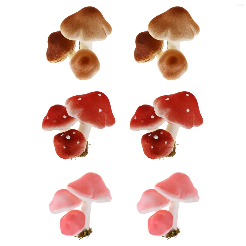 Fiori decorativi da 6 pezzi simulato Minifrumo di funghi Mini Fare Paesaggio Adornment Miniatura Figurine Fairy Toy