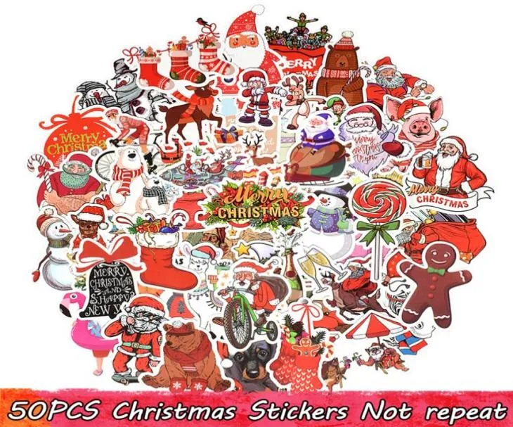 50 PCS Merry Christmas Autocollants Santa Claus Elk Snowman Decals pour ordinateur portable Scrapbooking Home Party Decorations Toys Gifts for Kids 6016809