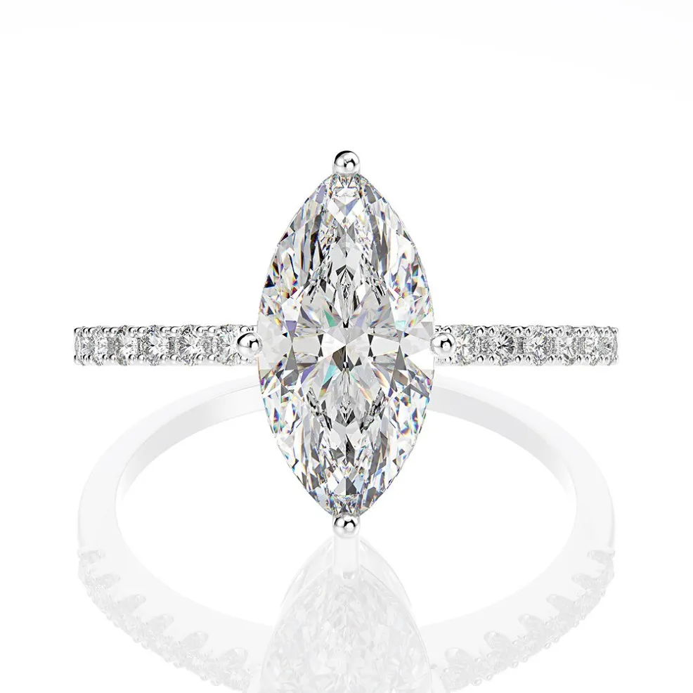 Joyas de lujo Real 925 STERLING Silver Marquise Cut Large Moissanite Diamonds Gemstone Wedding Engagement Rings Fine Jewelry Whol 2417