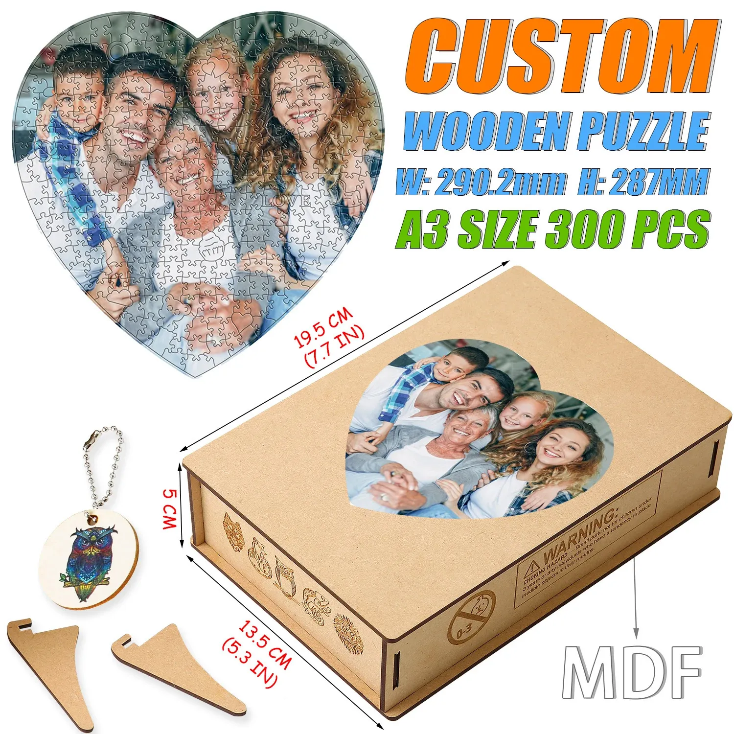 Custom Wooden Puzzle Personalized Jigsaw Love Round Shape Memorable Crafts Gifts For Family ...