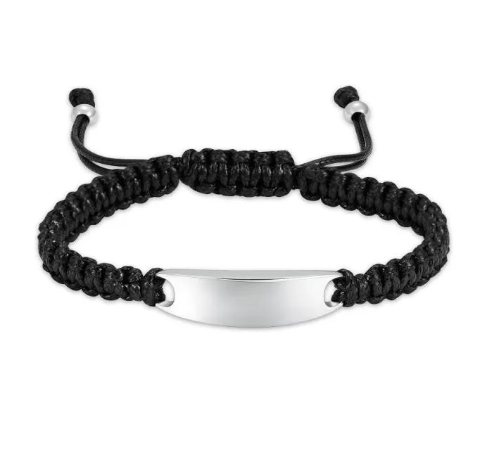 Bangle Cremation Armband för aska handgjorda flätat svart rep justerbara armband rostfritt stål minnesmärke