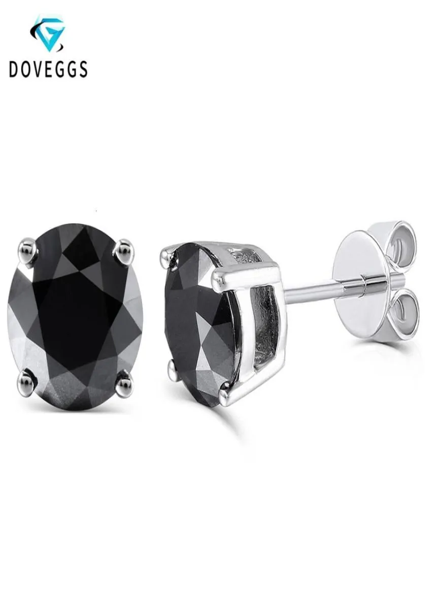 Doveggs Sterling Solid 925 Silver 2CTW 65 mm Boucles d'oreilles en diamant Moissanite Black Round pour les femmes Poussez les boucles d'oreille CJ196798532