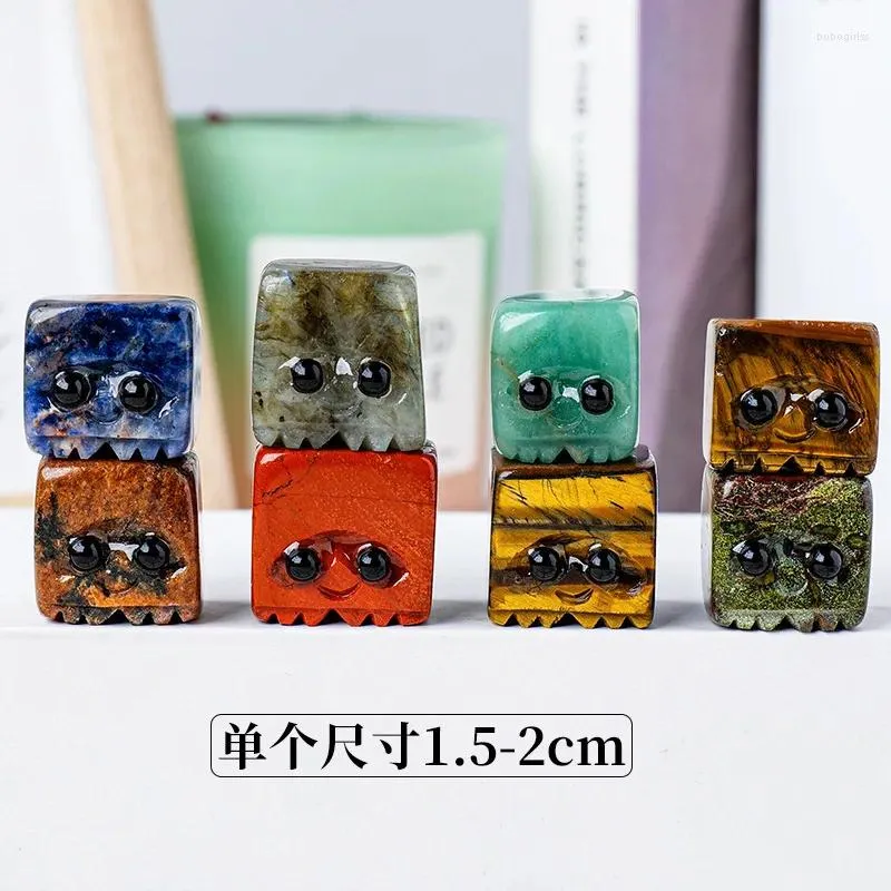 Decorative Figurines Natural Crystal Hand Carved Stones Block Cute Mini Animal Home Decor Crafts Healing Aventurine Garden Ornament