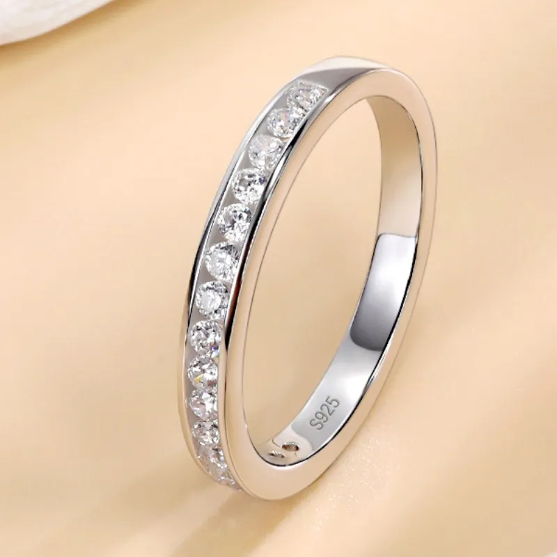 Simple Fashion Femmes Moisanite Anneaux S925 Silver Pass Test Moisanite Ring pour anniversaire de mariage pour les hommes Fashion Engagemen Ring Size 5-11