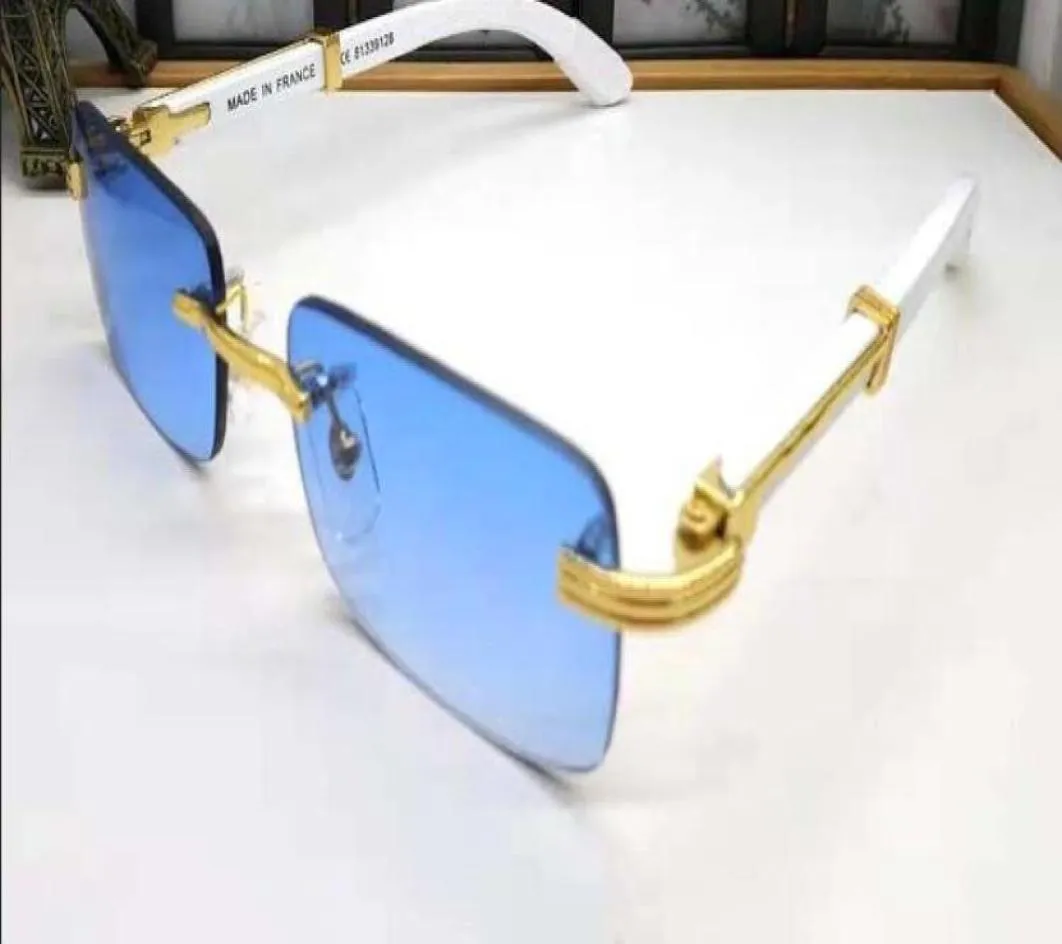Luxus verkauft randlose Sonnenbrille für Frauen Holz und Nature Buffalo Horn Sonnenbrille Herren Fahren Schatten Brillen Designer Brille S5550035