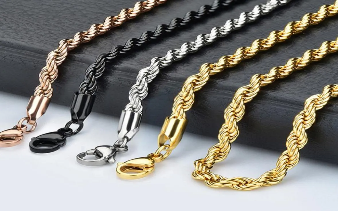 Cały łańcuch 24 mm 1832 cale SilvergoldRose Goldblack łańcucha ze stali nierdzewnej biżuteria Naszyjka dla kobiet6926787