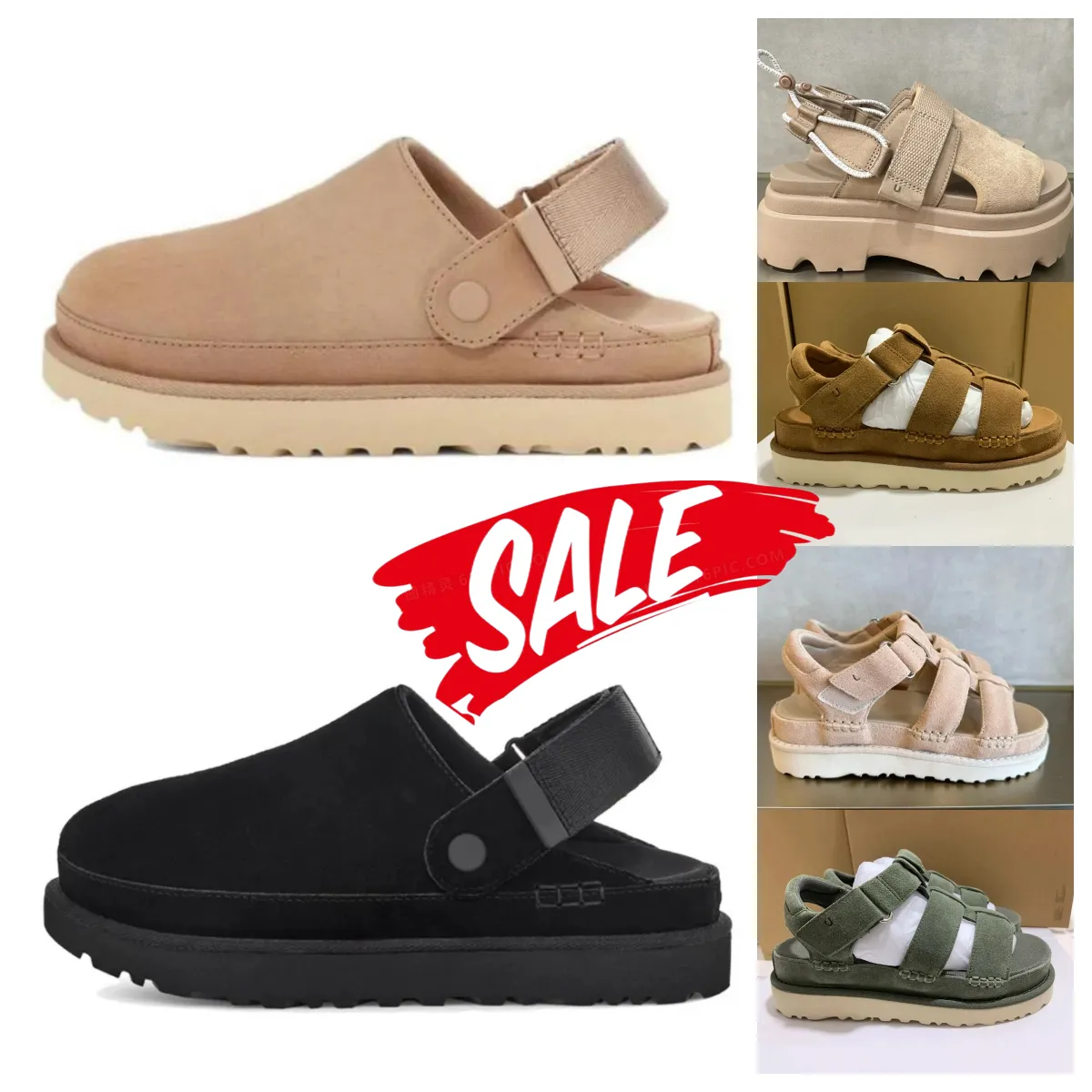 Comfort ben noto designer di sandali UG uomini e donne La stessa chiusura in velcro a punta a punta spessa casual Venus Slides Slivers Times 35-42