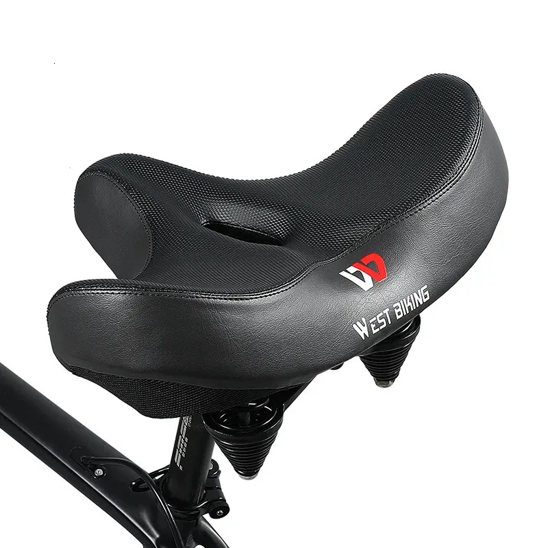 Biking ovest Biking Ergonomic Soft Bicycle sella allargata addensante cuscino cuscino mtb road bici sella comoda sedile ciclistico traspirante 240507