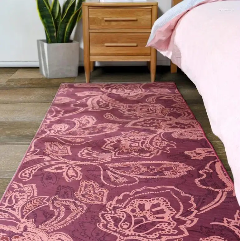 Teppiche einfache abstrakte Kunst handgewebten Baumwollteppichblumenträger Schlafzimmer Teppich Nacht