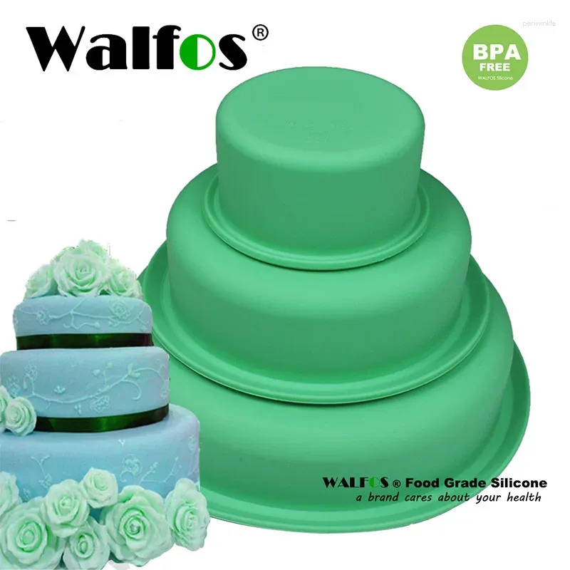 Moldões de cozimento walfos 3 camadas não bolo de silicone bolo de molde molde molde forno de pan de decoração ferramentas de acesso a acessórios de cozinha gadgets