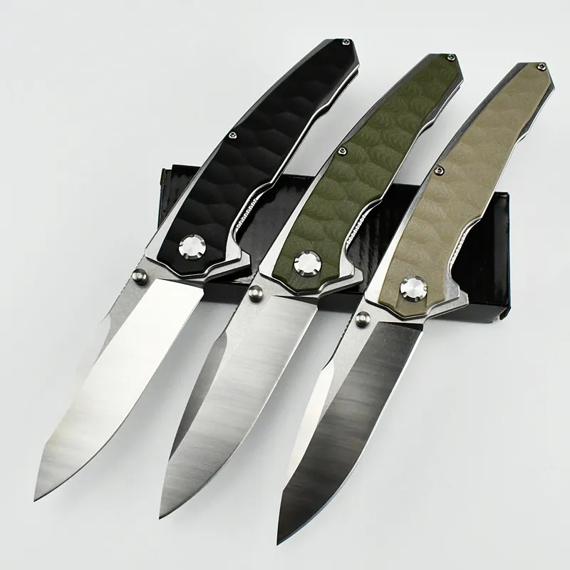 1PCS Nouveau couteau pliant de roulement à billes de haute qualité D2 Blade en satin G10 avec poignée en acier inoxydable Handle de camping extérieur randonnée survivante Couteaux tactiques