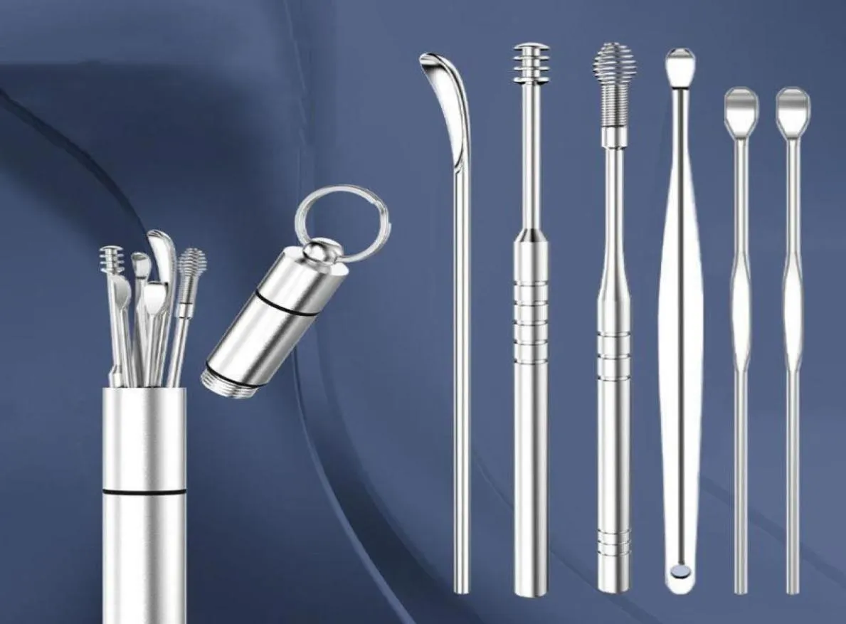 Aplikatory gąbek bawełniany PCSSet Portable Ear Pick łyżka 360 ° spirala Spiral Earpick Wax Cleaner Care Stael Stael Care7869593