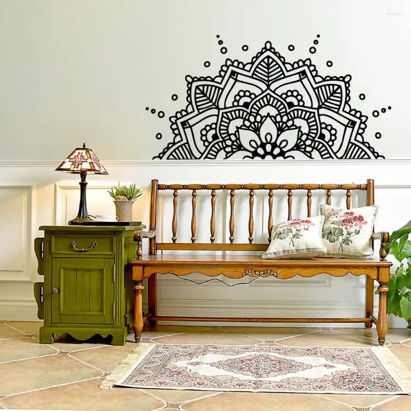 Adesivi a parete Mezzo adesivo mandala per meditazione testiera di casa yoga arte rimovibile soggiorno camera da letto murale