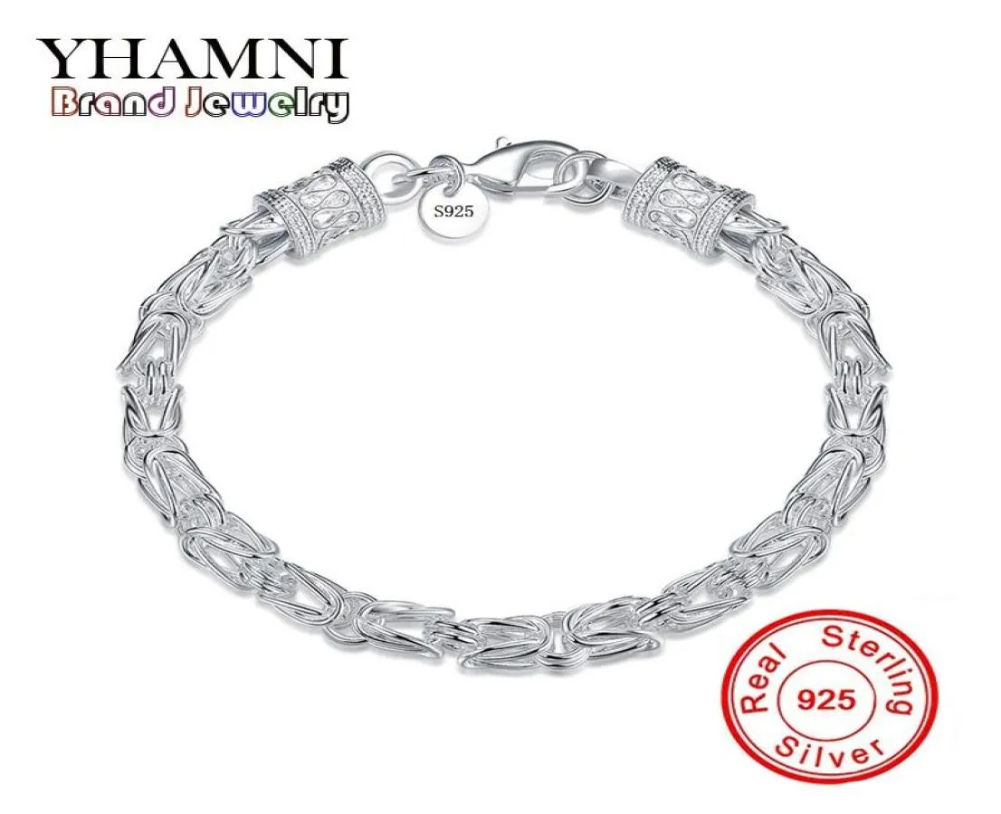 Yhamni Luxury original 925 Sterling Silver Bracelet Chain Moda Moda Moda Menwomen Bracelet com jóias de prata esterlina de carimbo S925 4187790