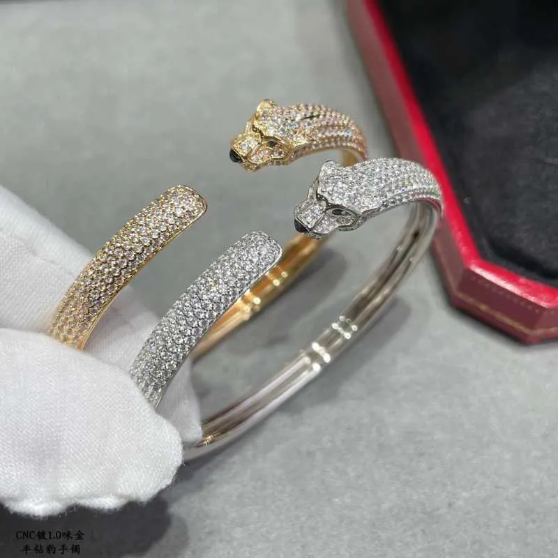 Seiko Edition Original Card Leopard Head Open Bracelet Elastic Регулируемый золото, покрытый розовым золотом, роскошная тяжелая промышленность простая и универсальная