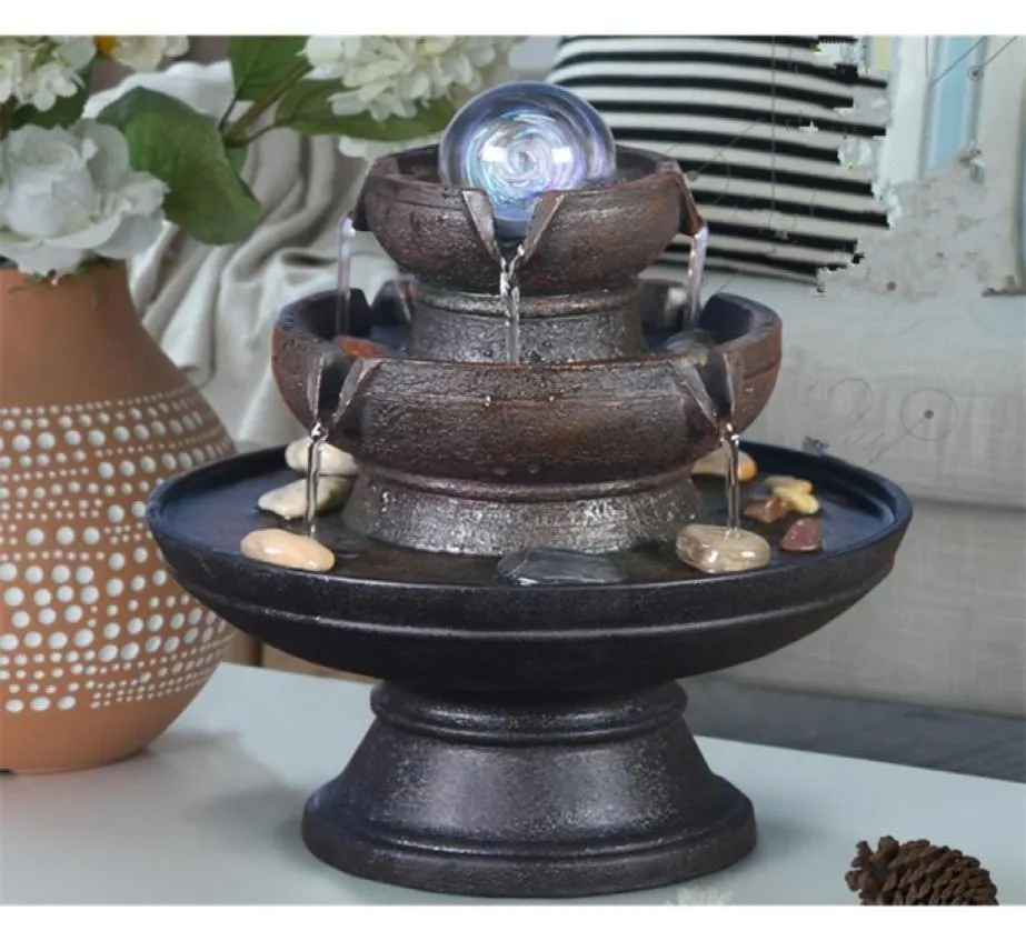 Chinese Style Water Fountain Feng Shui Ball With Led Light Home Office Decoration Desktop Furnishings Ornaments Gifts T2003318177995