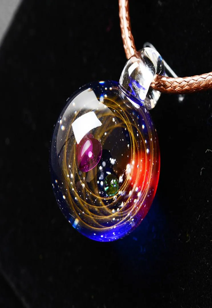 Boeycjr Universe Glass Bead Planeten Anhänger Halskette Galaxy Seilkette Sonnensystem Design Halskette für Frauen Y2008104277472