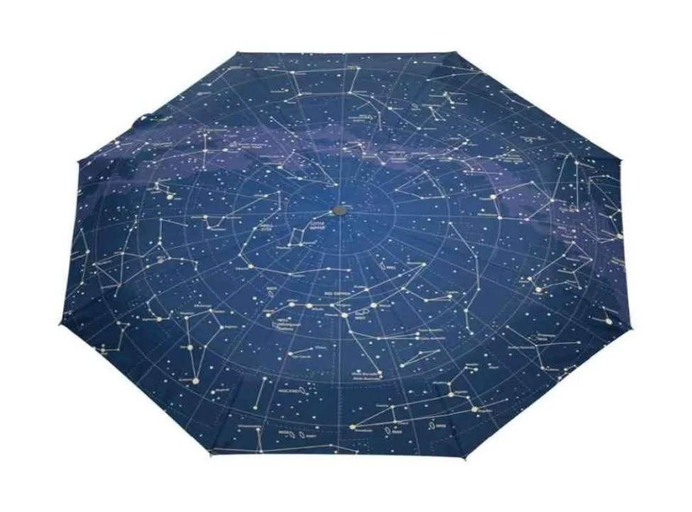 Creative Automatic 12 Constellation Universe Galaxy Space Stars Umbrella Star Map Starry Sky Pliage Umbrella For Women 2103207072012