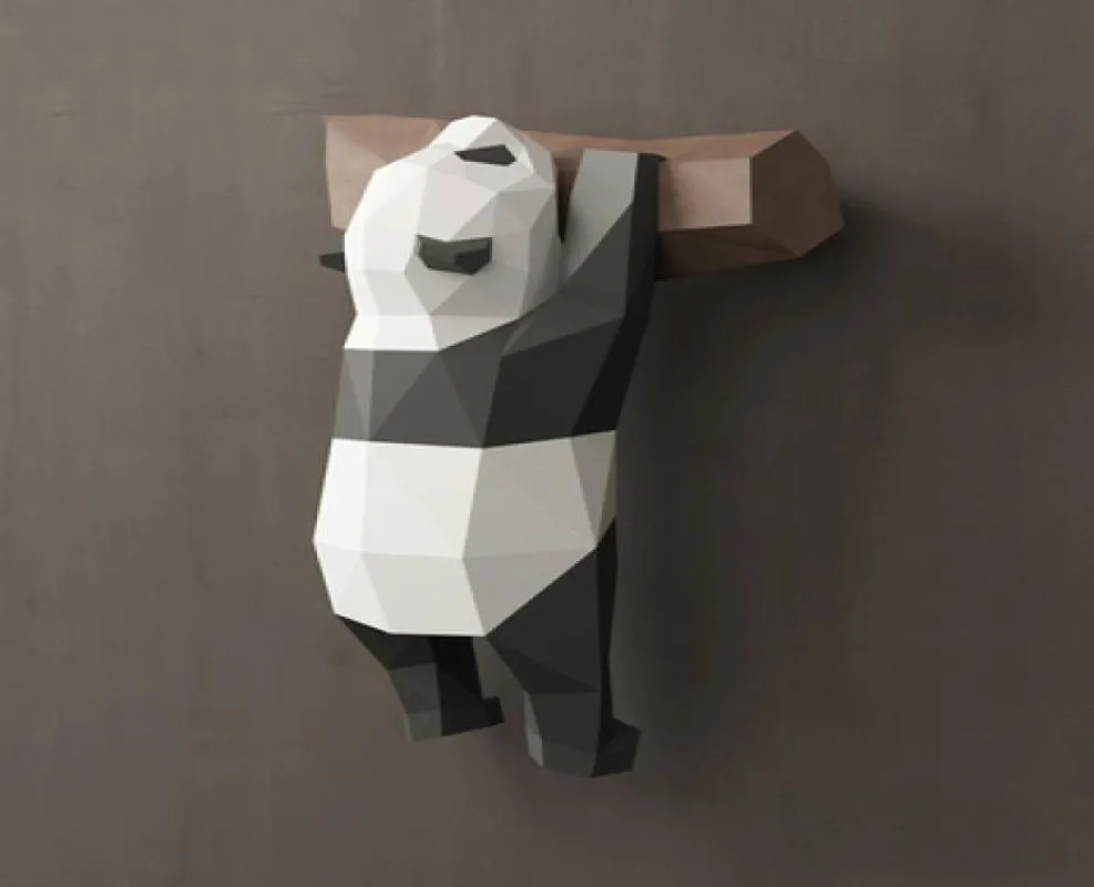 3D Geometric Panda Ornements Mur Decoration Creative Cute Mignon Funny National Treasure Paper Modèle fait à la main DIY Creative Home Cartoon6123250