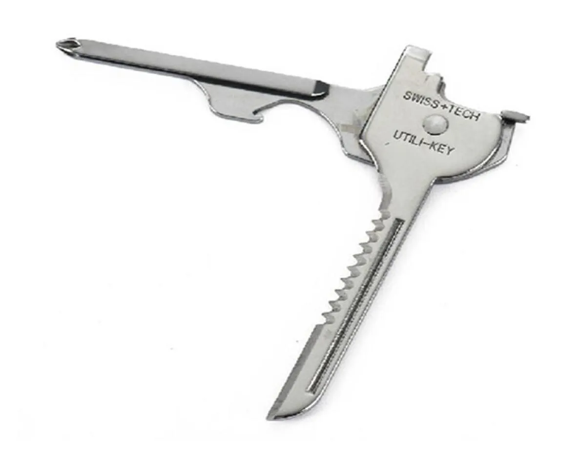Hushåll Sundries 6 i 1 Key Mini Multifunktion Keyring Flat and Lock Glass Screwdriver Bottle Opener Pocket Knife EDC TOOL1547861