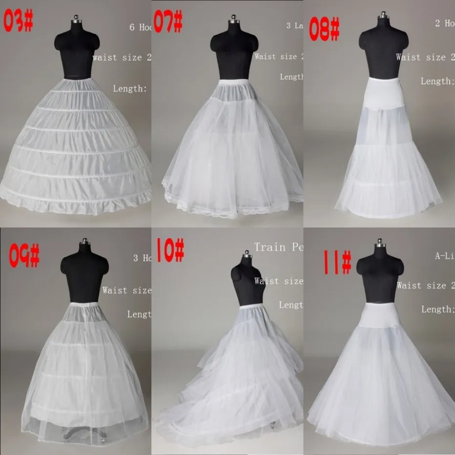 2022 Net Perticoon Robe de bal Maridings Robe Sirène A Line Crinoline Prom Robe de soirée jupons 6 Accessoires de mariage Bridal Style 300O