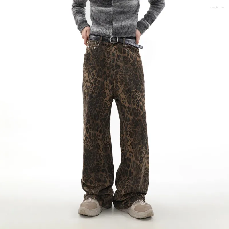 Мужские джинсы винтажные леопардовые графики свободные брюки Unisex Boyfry 2024 Fashion Grunge Summer Casual Punk Original Men Джинсовые штаны