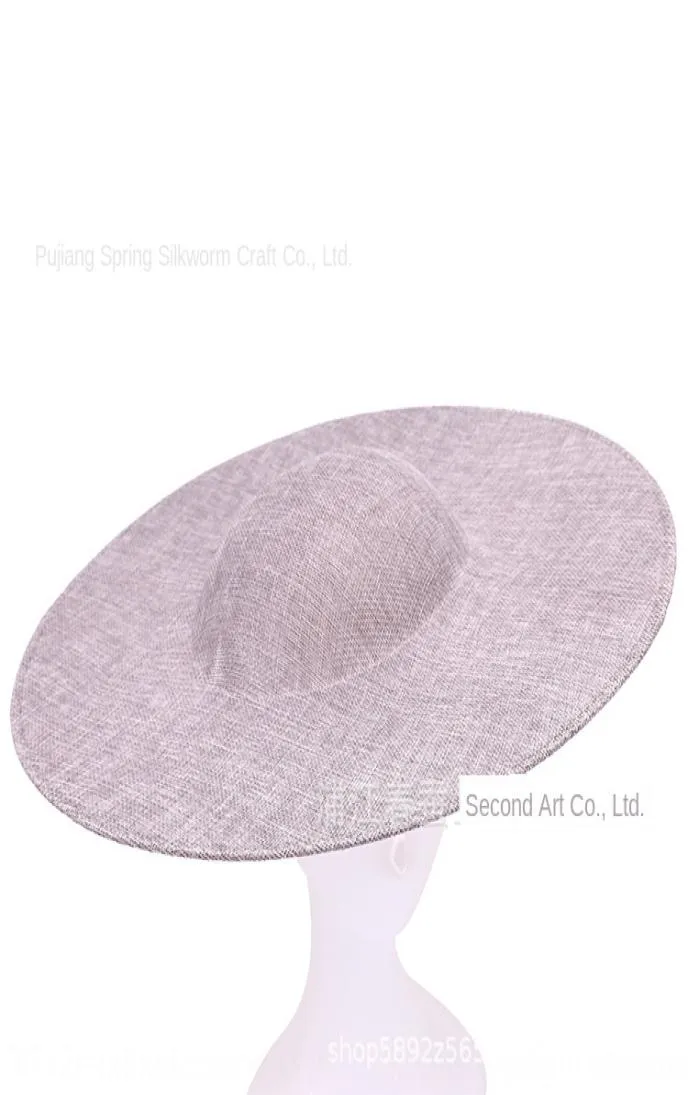 Porto redondo em branco de cor sólida Diy Adulto Bottom embrião 40cm Big Brim Diydiy Hat Bottom Derby Hat1089556