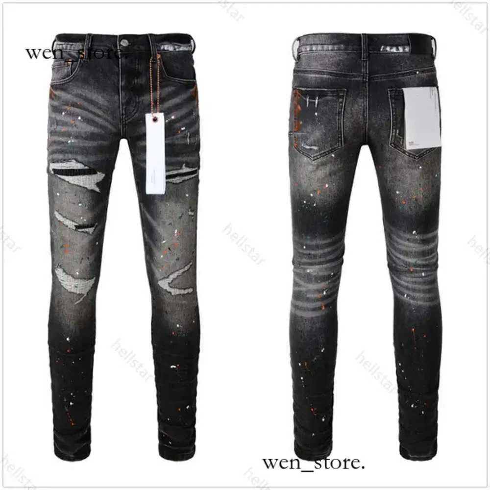 Paarse jeans designer jeans heren jeans paarse jeans hoogwaardige elastische stoffen heren jeans coole stijl ontwerper pant distressed gescheurde fietsblack blauwe Jean 347