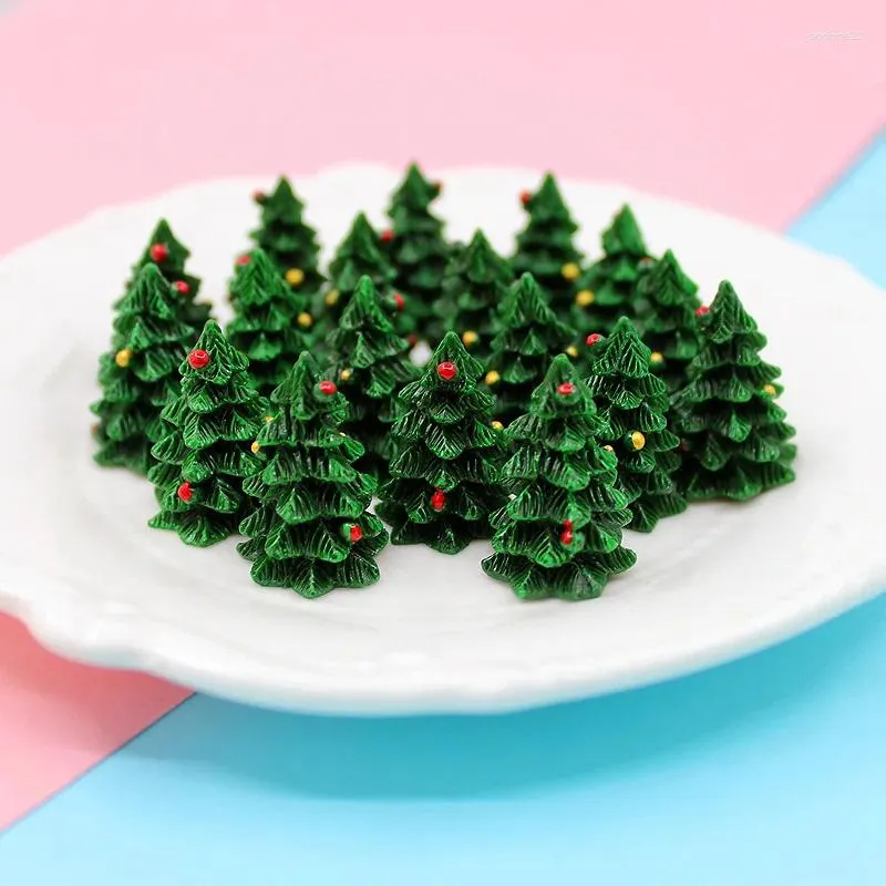 Decoratieve beeldjes 20 stcs 3D Miniatuur Xmas Tree Fairy Garden Accessories Diy Terrarium Ornamenten Kerstdecoratie Leveringen 18 27 mm