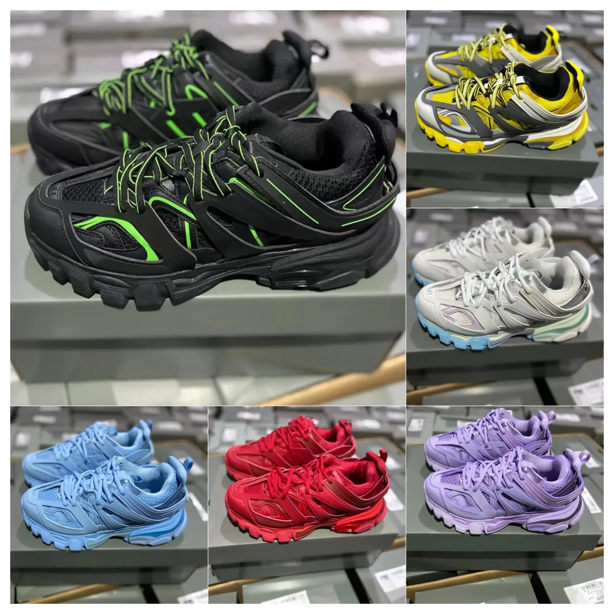 Designer Luxury Momen's Men's Casual Shoes Track 3.0 LED Sports Shoes Glow Gomma Sapatos Esportes de Couro Nylon Impresso Sapatos Esportivos de Luz de Luz 36-45