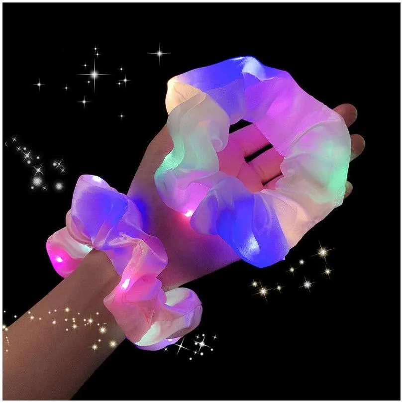 Hårtillbehör LED Lysande band Scrunchies Kvinnor Girls Headwear Rope Simple Wrist Band Rings Rings Ring Ring 20st Drop Delivery Products T OTC0P