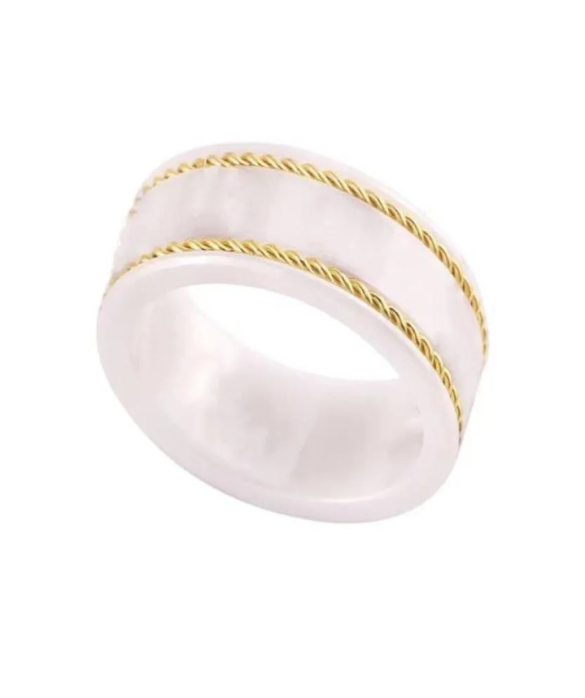 Złote męskie Pierścionki Women Pierścień Białe czarny ceramiczny pierścionek luksus męski biżuteria