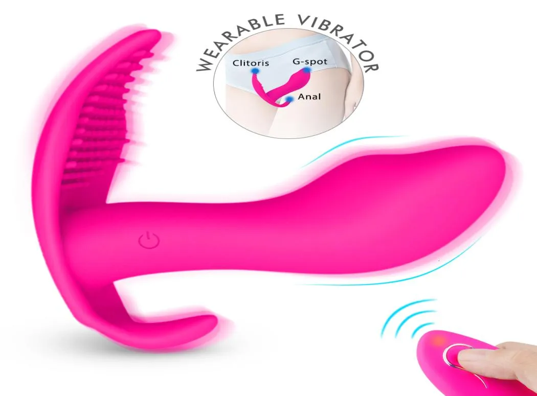 Wearable Butterfly Dildo Vibrator Wireless Remote Control Gspot Clitoris Stimulator Female Panties Massager Sex Toys for Women Y13688220