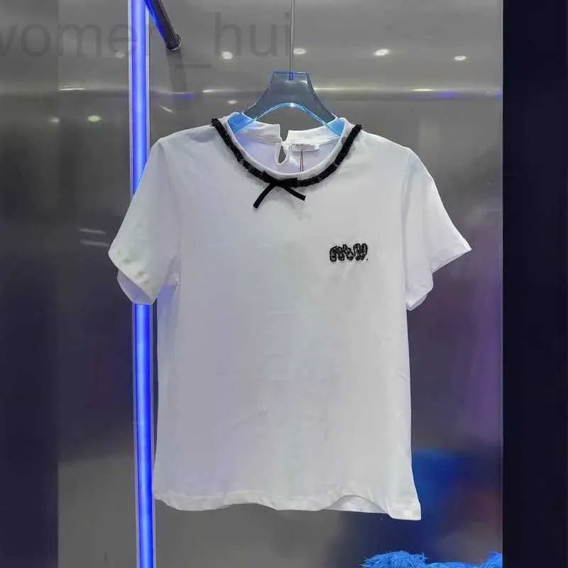 Frauen T-Shirt Designer Trendy Brand-Paillettenband Ribbon T-Shirt für Frauen im Frühjahr 2024, weiße Buchstaben, einfache und vielseitige, angemessene Kurzarm halbe WND0