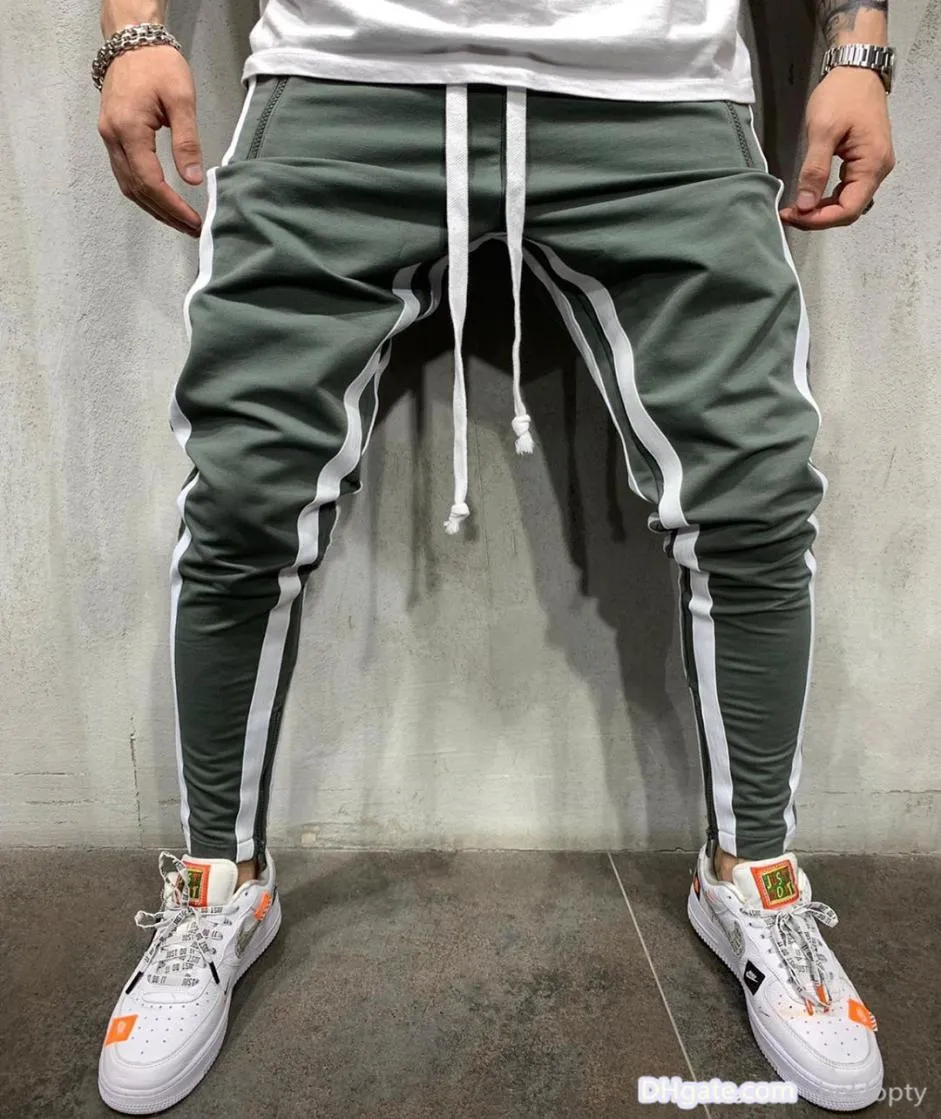 Mens Pants Long Dawstring Sweatpants Side Striped Patchwork Casual Retro Trousers Man Pants M2XL3030570