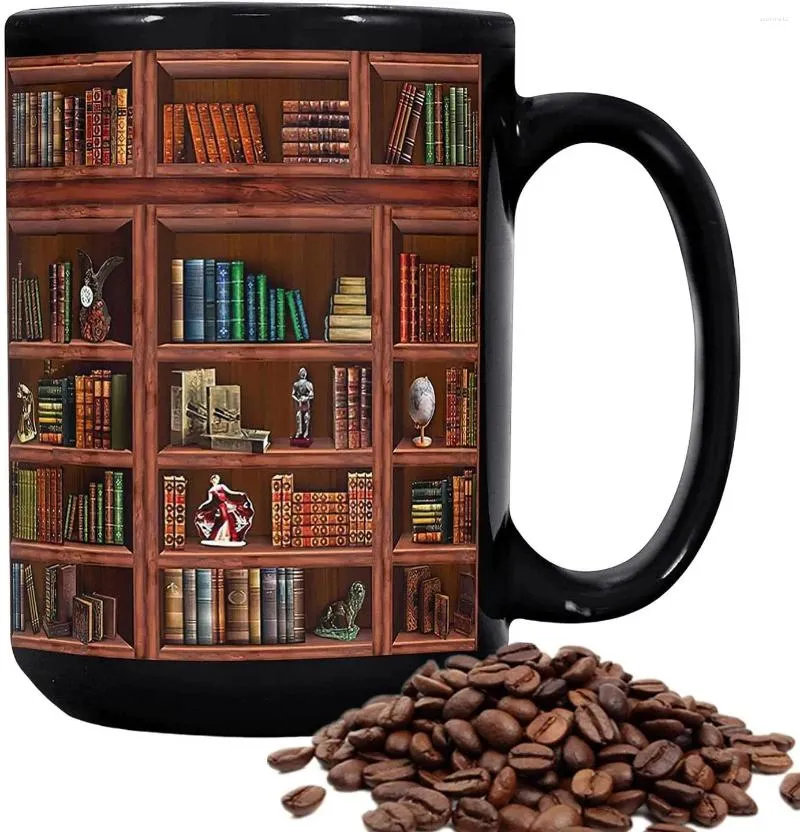 Tasses à café Masse de café - Funny Ceramic Club Cup 430 ml imprimé sur les deux côtés Gift Avid Reader For Lovers Bibliophile