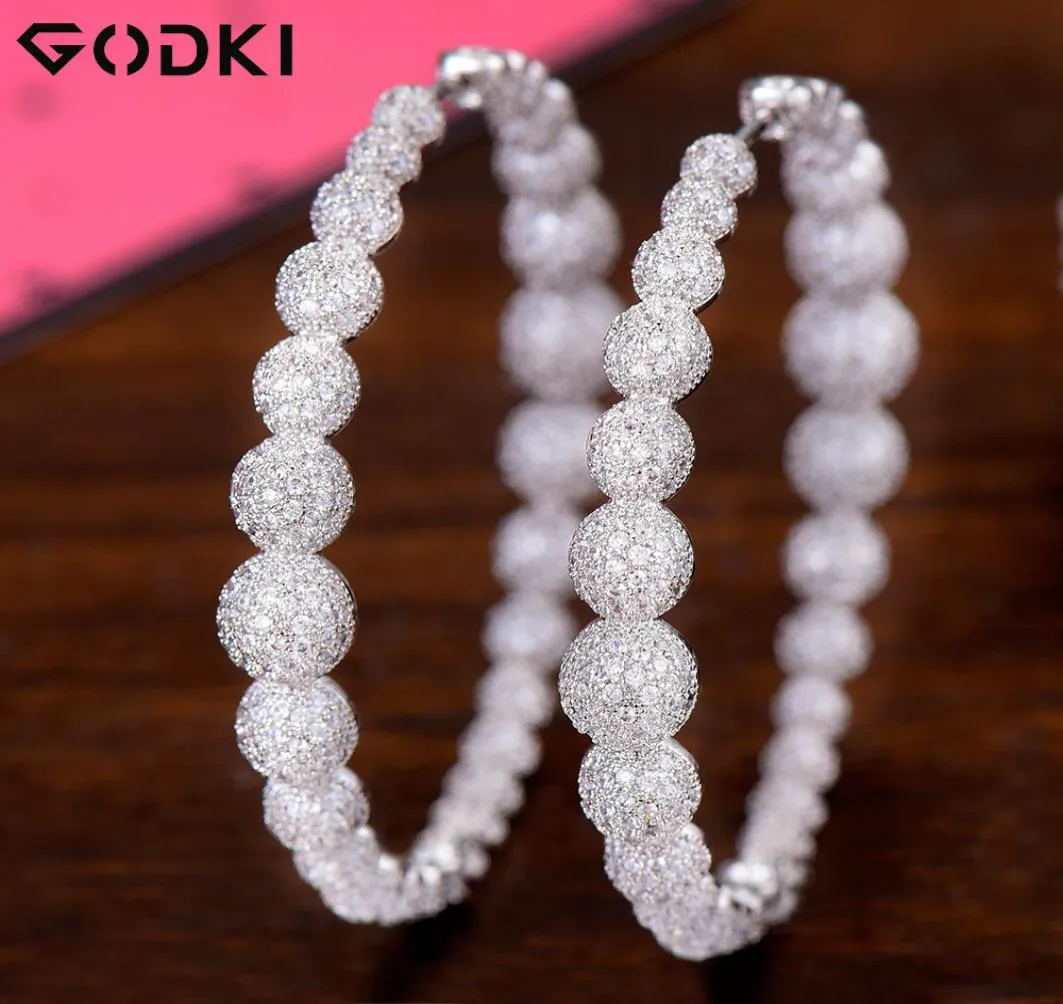 GODKI Luxury Disco Ball Design Cubic Zirconia Statement Hoop Earrings For Women Wedding DUBAI Earrings Jewelry Accessories 2103235771517