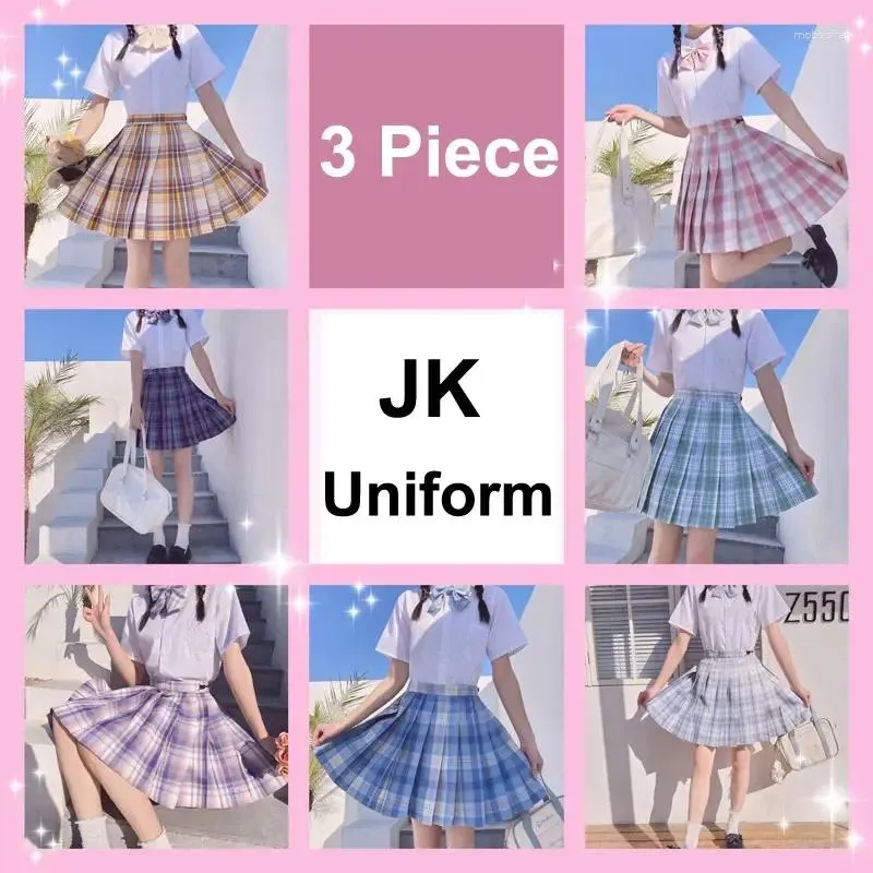 Ensembles de vêtements JK Uniforms Gyaru School Uniforme for Girl Student Pleeded Jirt Set Femmes à manches courtes à manches à nœuds papillon Seifuku Style japonais