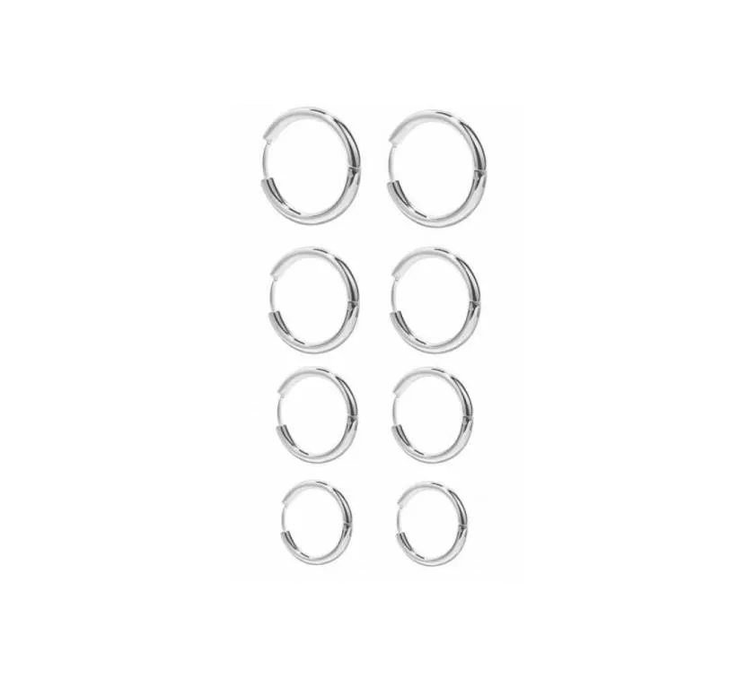Hoop Earrings Huggie Mysream 4 Pairs Set For Men Women Argent Gold Rose And Black Colors 10mm 12mm 14mm 16mm8217358